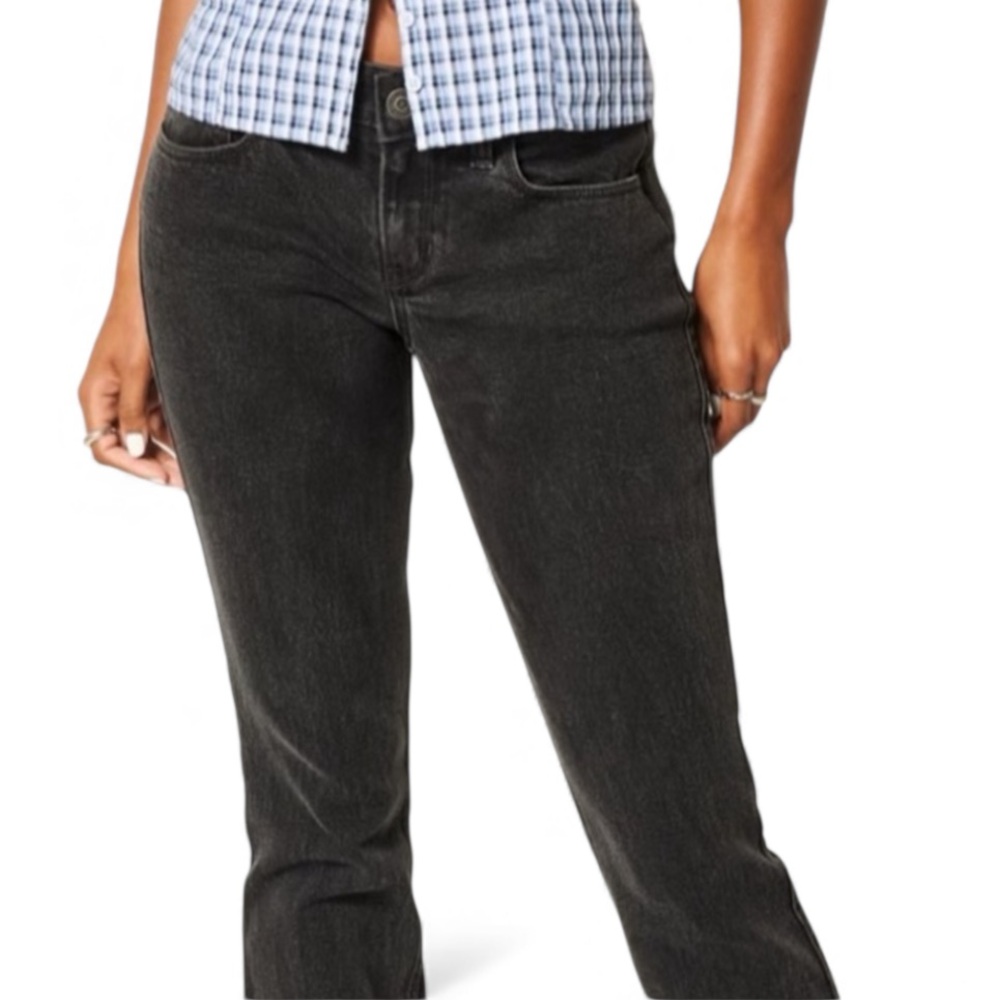 Hollister Mid Rise Distressed Denim Capris Size 15 Charcoal Black GUC